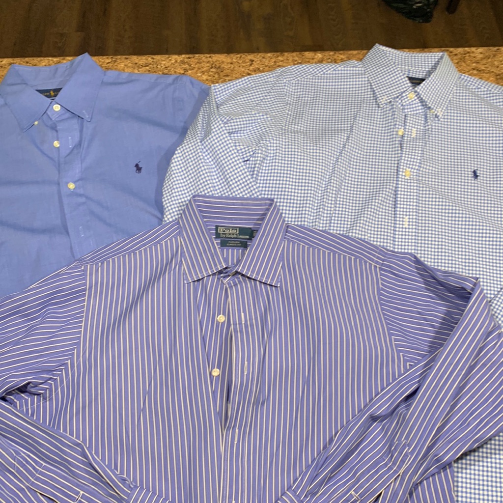 Euc Ralph Lauren Polo Classic Fit Button Down Blue & White Large
